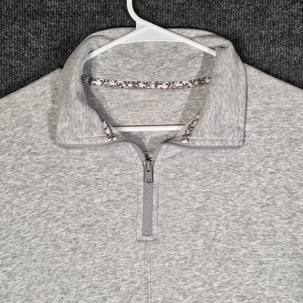 Aerie Quarter Zip Sweatshirt Women's Medium Gray Cropped Pullover Lounge Top